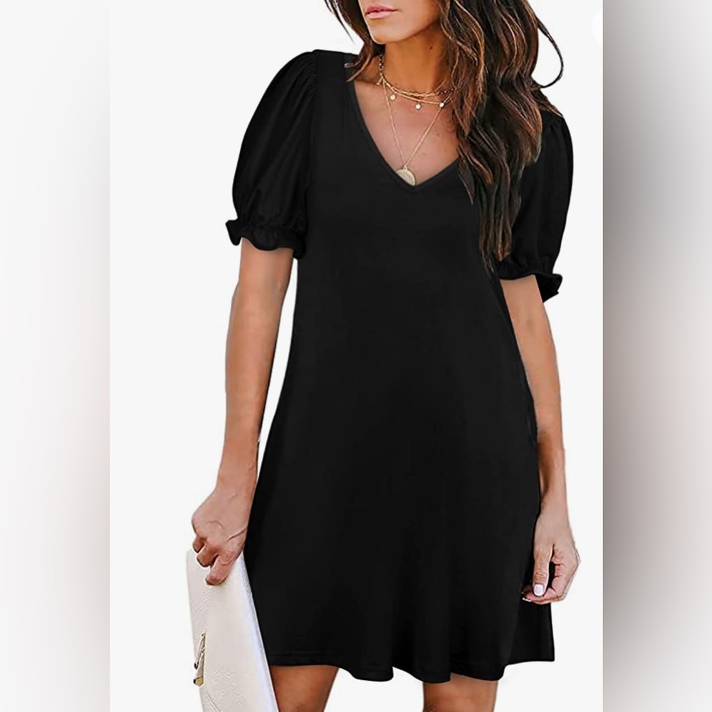 Black Teeshirt Dress with Pockets